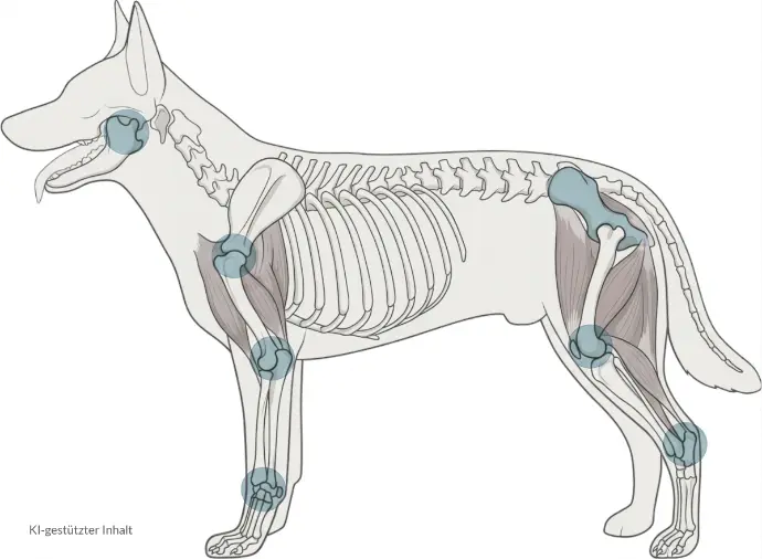 Infografik Hund Skelett Bewegungsapparat